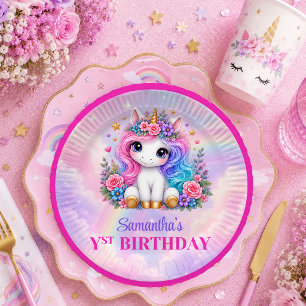 Platos de Cumpleaños de Niña Mágica Unicornio Past