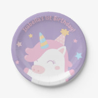 Platos de Cumpleaños de Niña Unicornio Regordete