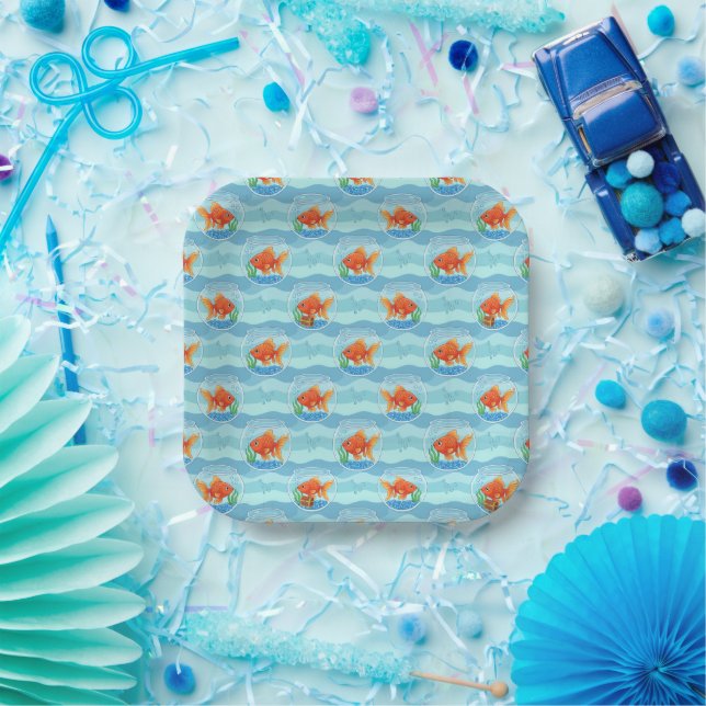 Platos de Cumpleaños de Peces Dorados (Fiesta)
