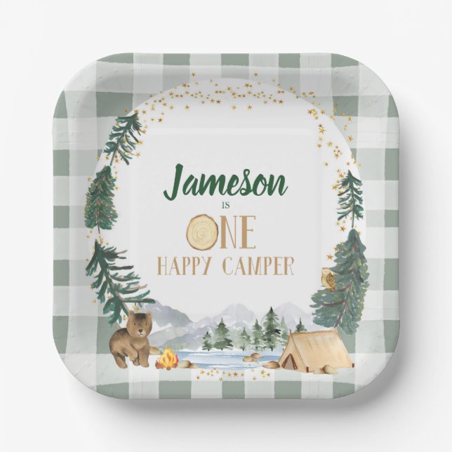 Platos de Cumpleaños de Un Campista Feliz (Anverso)
