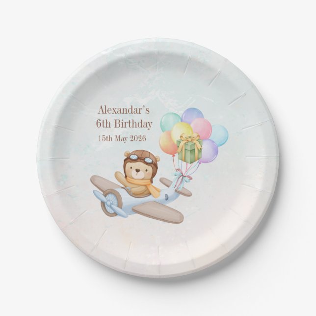 Platos de Cumpleaños del Oso Piloto Teddy (Anverso)