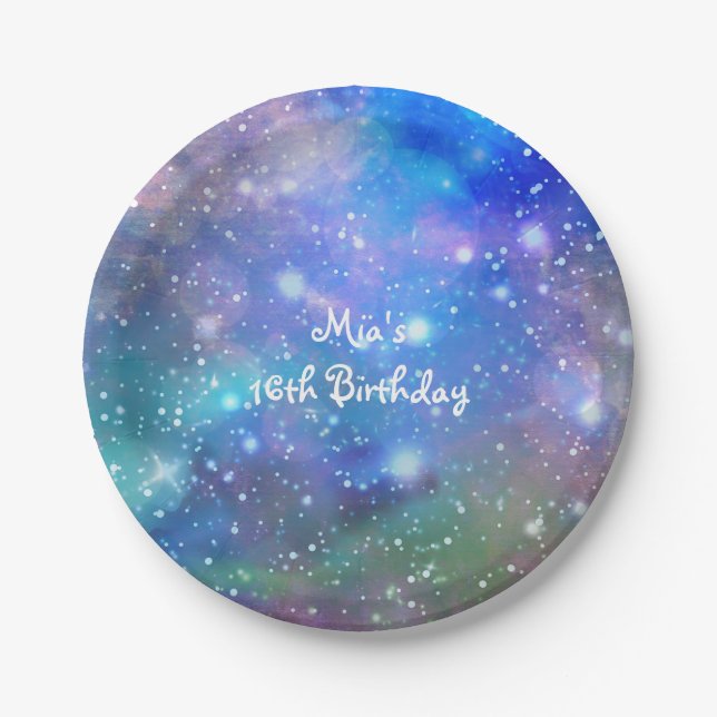 Platos de Cumpleaños Espaciales de la Galaxia Espa (Anverso)