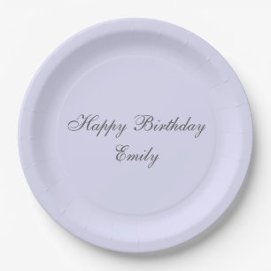 Platos de Cumpleaños Minimalistas de Lavanda Suave