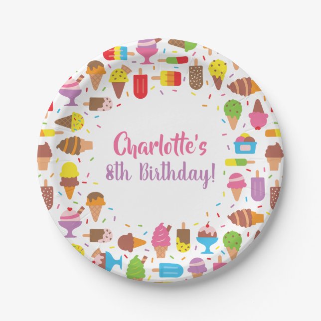 Platos de Cumpleaños para Niñas con Popsicle y Hel (Anverso)