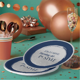 Platos de Cumpleaños Personalizados, Azul Moderno