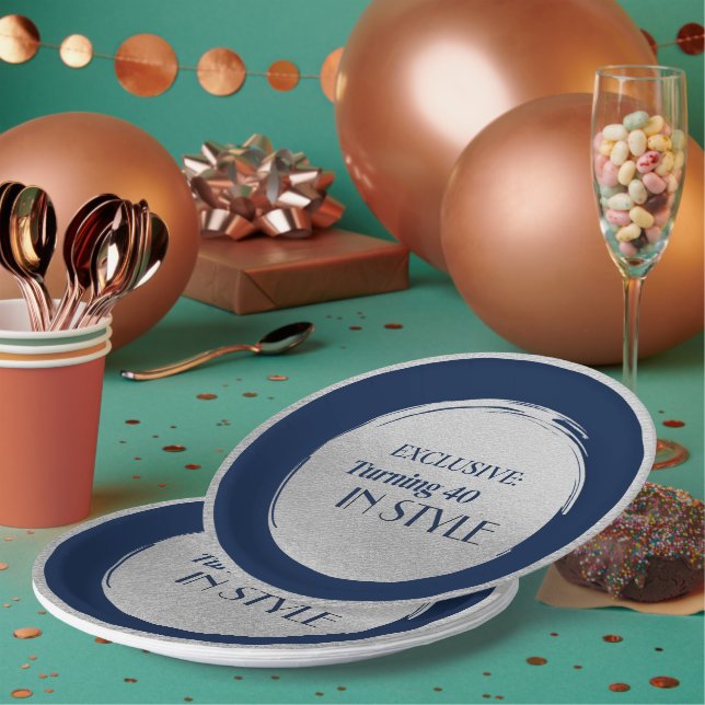 Platos de Cumpleaños Personalizados, Azul Moderno  (Multi)