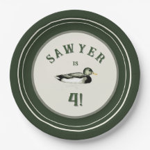 Platos de cumpleaños personalizados del pato verde