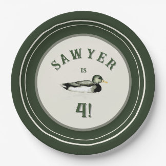 Platos de cumpleaños personalizados del pato verde