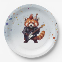 Platos de Cumpleaños Red Panda Rocker