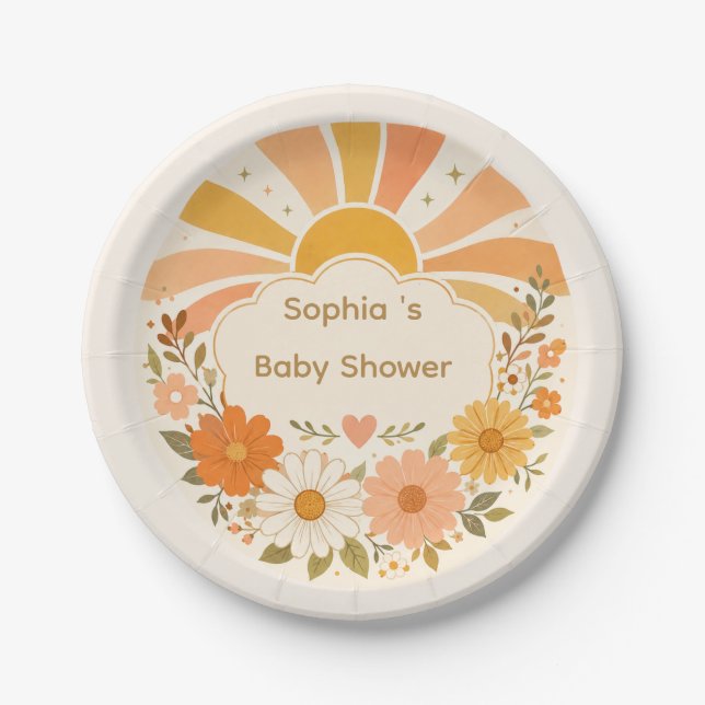 Platos de ducha de bebé Retro Sunshine | Soleado V (Anverso)