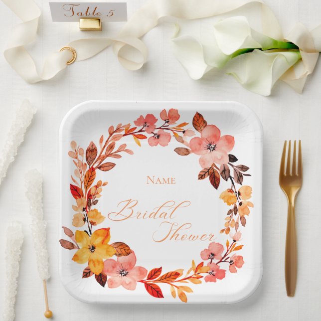 Platos de ducha de novia florales elegantes (Boda)
