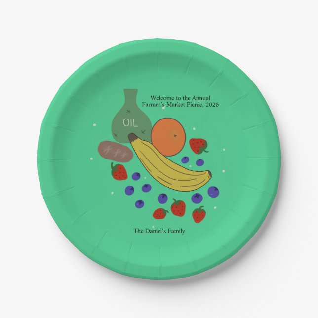 Platos de Evento de Frutas y Aceite de 7 pulgadas (Anverso)