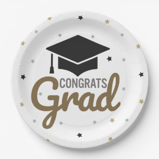 Platos de Felicidades Graduado 2026 Negro Dorado E
