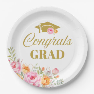Platos de Felicitación para Graduada con Flores Si
