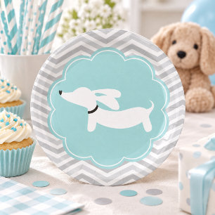 Platos de fiesta azules para baby shower de niño c