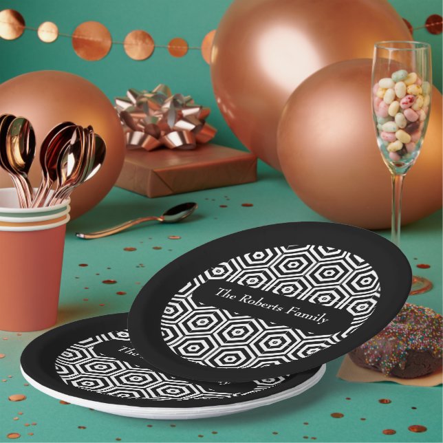 Platos de fiesta con patrón hexagonal y apellido d (Multi)