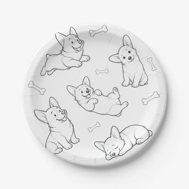 Platos de Fiesta Corgi Platos de Cumpleaños de Per (Anverso)