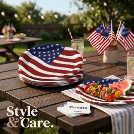 Platos de fiesta de 7" Marca de la Bandera America