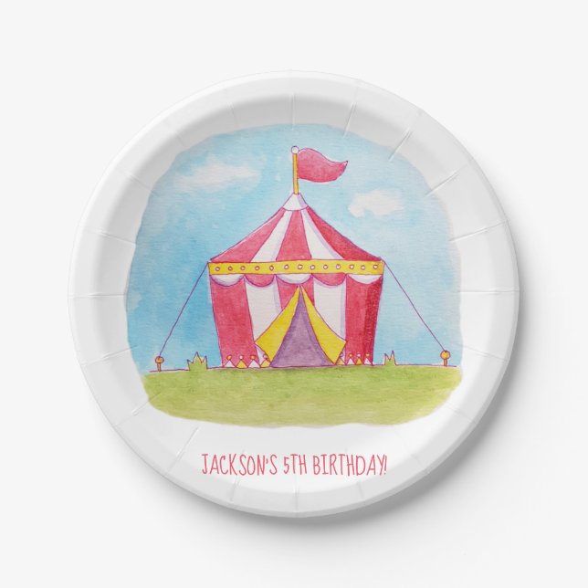 Platos de fiesta de acuarela para cumpleaños de ni (Anverso)