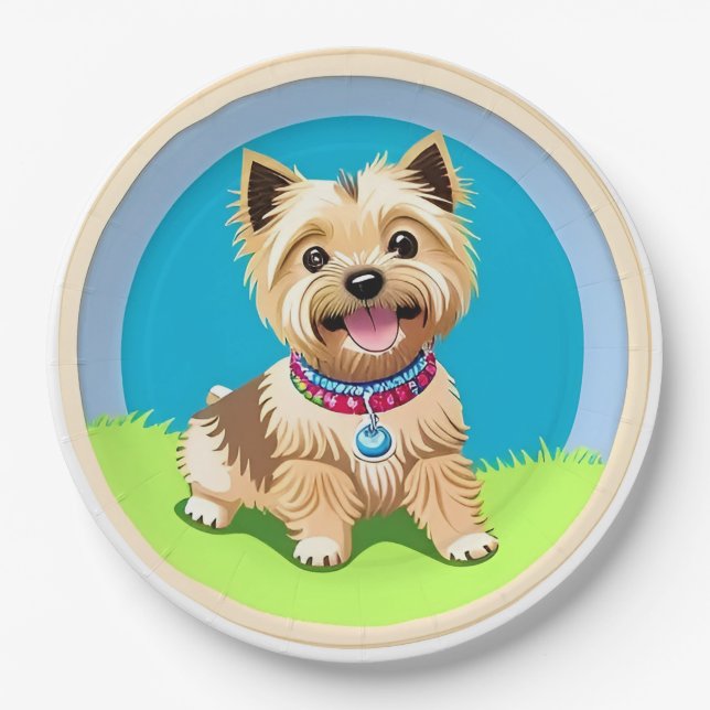 Platos de Fiesta de Cachorros de Dibujos Animados  (Anverso)