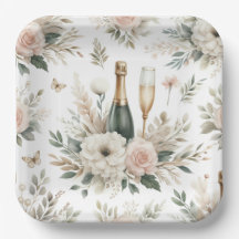 Platos de Fiesta de Champagne Floral Rubor