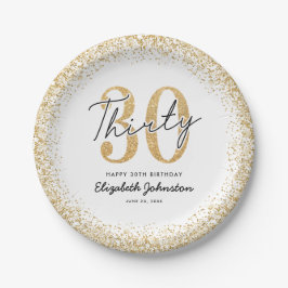 Platos de fiesta de cumpleaños 30 elegantes de oro