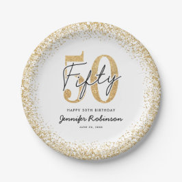Platos de fiesta de cumpleaños 50 elegantes de oro