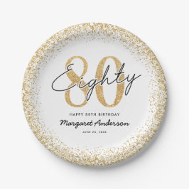 Platos de fiesta de cumpleaños 80 elegantes de oro