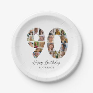 Platos de fiesta de cumpleaños 90 elegantes con fo