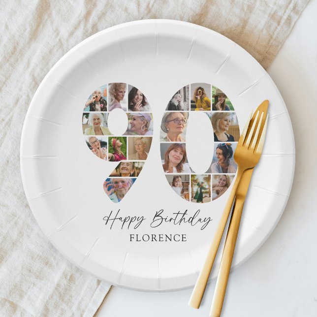 Platos de fiesta de cumpleaños 90 elegantes con fo (Subido por el creador)
