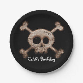 Platos de fiesta de cumpleaños con calavera y hues