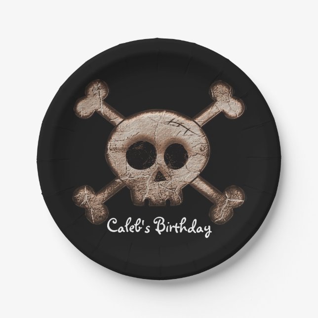 Platos de fiesta de cumpleaños con calavera y hues (Anverso)