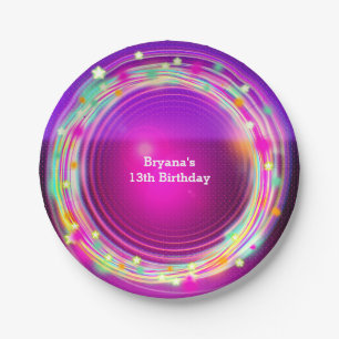Platos de fiesta de cumpleaños con círculos y estr