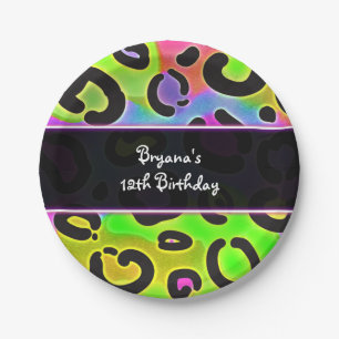 Platos de fiesta de cumpleaños con estampado de le