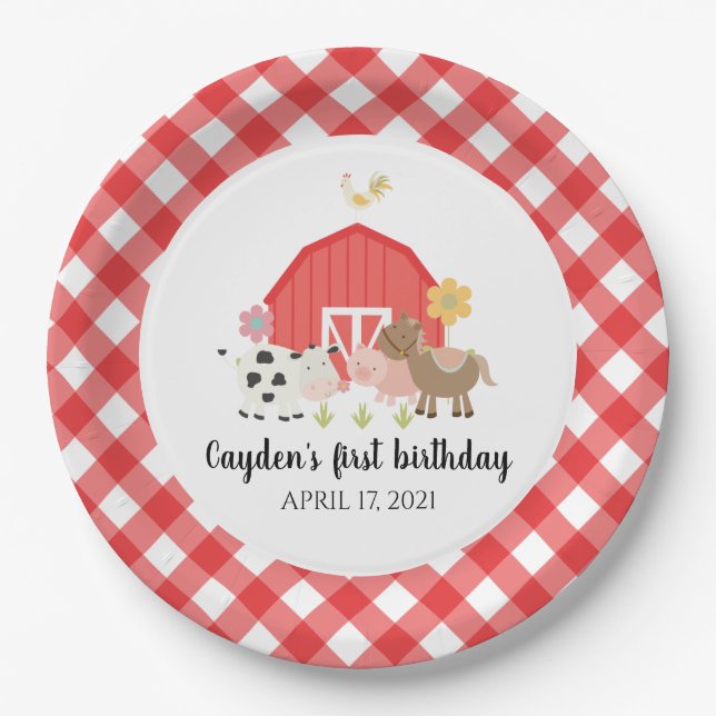 Platos de fiesta de cumpleaños de animales de gran (Anverso)