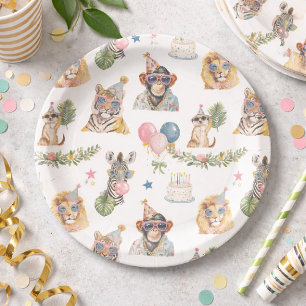 Platos de fiesta de cumpleaños de animales de la j