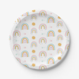 Platos de fiesta de cumpleaños de arcoíris y soles