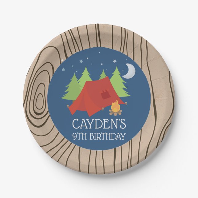Platos de fiesta de cumpleaños de camping (Anverso)