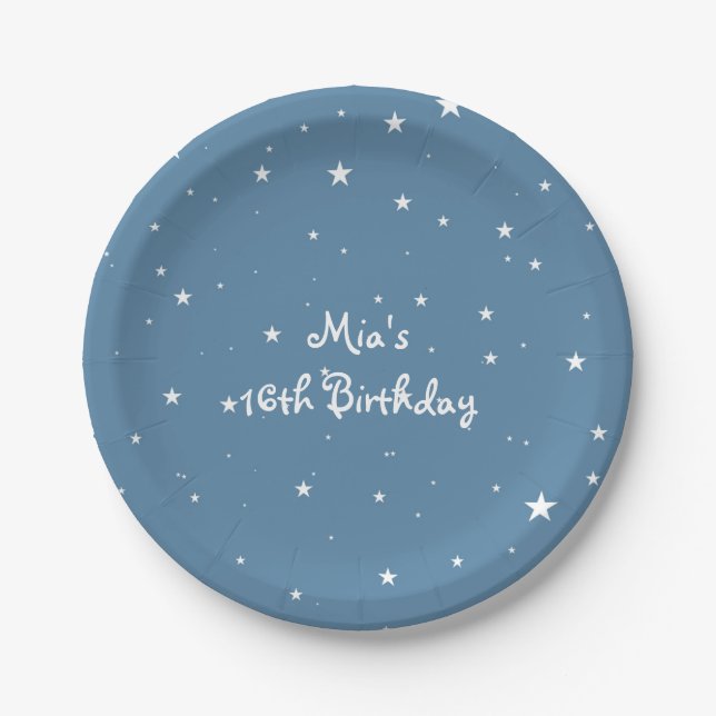 Platos de fiesta de cumpleaños de cielo celestial  (Anverso)