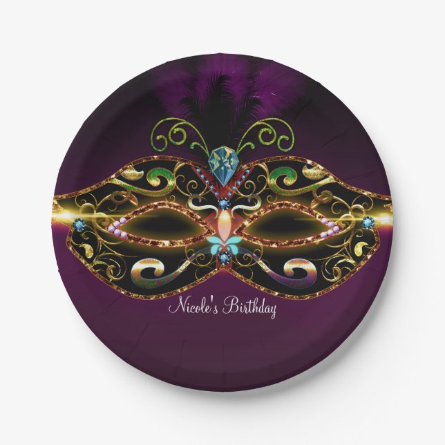 Platos de fiesta de cumpleaños de disfraz elegante (Anverso)