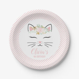Platos de fiesta de cumpleaños de gatito floral ca