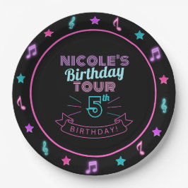 Platos de fiesta de cumpleaños de música de gira d