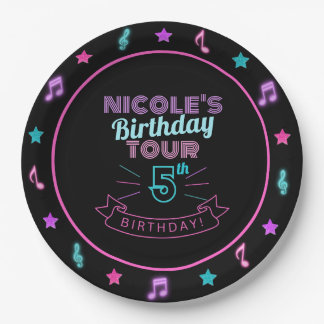 Platos de fiesta de cumpleaños de música de gira d