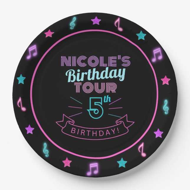 Platos de fiesta de cumpleaños de música de gira d (Anverso)
