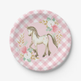 Platos de fiesta de cumpleaños de pony florales y