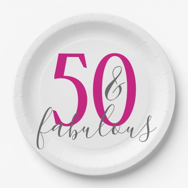 Platos de fiesta de cumpleaños modernos de 50 años (Anverso)