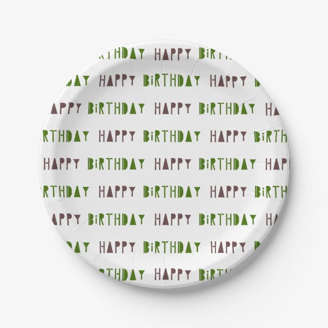 Platos de fiesta de cumpleaños verde y marrón (Anverso)