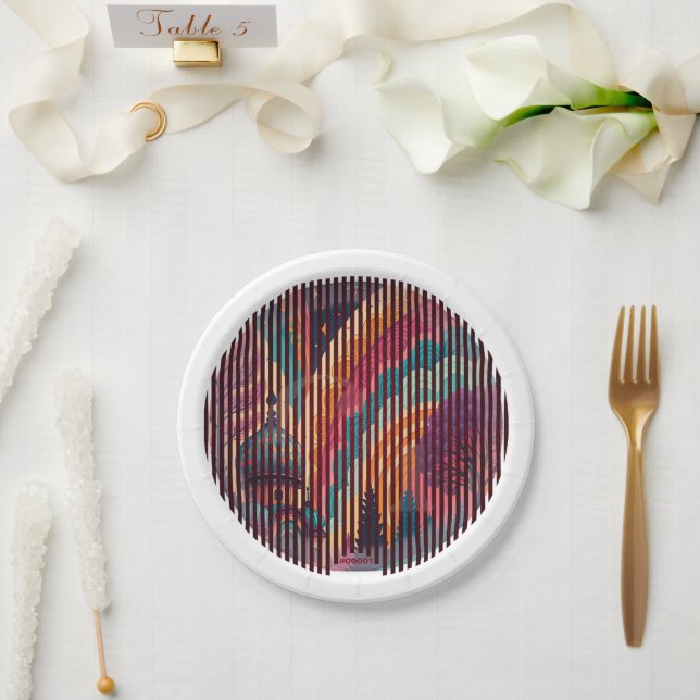 Platos de fiesta de cúpula rayada de fantasía – Pe (Boda)