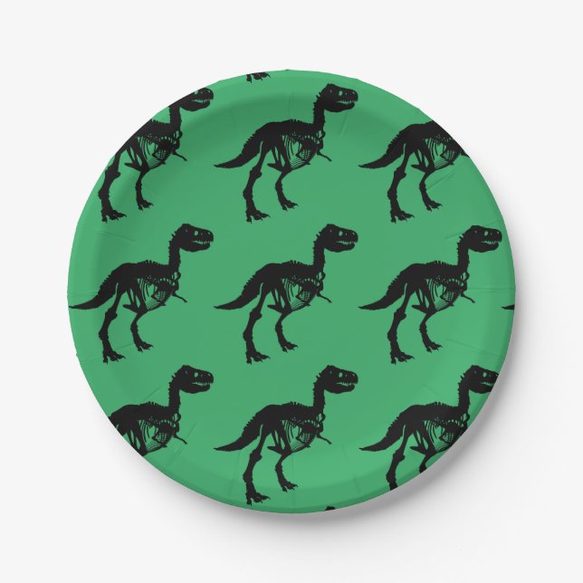 Platos de fiesta de esqueletos de dinosaurios (Anverso)