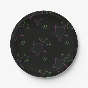 Platos de fiesta de estrellas con brillo de neón